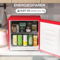 HOMCOM Tischgefrierschrank mit 35 Liter Kapazität, kleiner Gefrierschrank mit umkehrbarer Tür, Rot(m-9)
