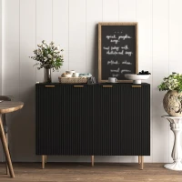 HOMCOM Sideboard Buffet Cabinet, Modern Kitchen Storage Cabinet with 4 Doors and Adjustable Shelves Black(m-2)