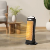 HOMCOM Ceramic Space Heater, 2000W Fan Electric Heater with 4 Modes, Adjustable Thermostat, 55° Oscillation, Tip-Over and Overheat Protection for Bedroom, Home Office, Black(m-2)