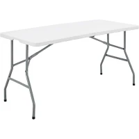 Table de réception pliante - TERRANOVA - Blanche - Structure acier et Plateau en Polyéthylene PEHD - 6 personnes - 152x70xH73,5 cm(m-1)
