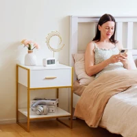 HOMCOM Modern Bedside Table - White(m-8)