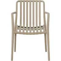 Lot de 4 fauteuils de jardin - SOLARIA - Empilables - Polypropylene renforcé - 55 x 58 x 81 cm - Beige(m-2)
