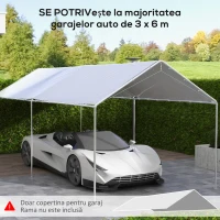 Outsunny Acoperiș pentru garaj 10 x 20ft, înlocuire copertină rezistentă la UV cu corzi elastice, alb(m-4)