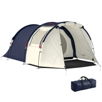 Outsunny Tenda túnel 4 pessoas Tenda familiar com dormitório e sala Janelas Piso Altura interna 3000 mm de coluna d'água(m-6)