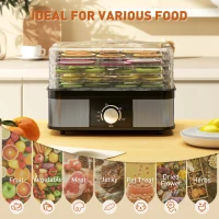 HOMCOM 5 Tier Food Dehydrator, 245W Stainless Steel Food Dryer Machine with Adjustable Temperature for Drying Fruit, Meat, Vegetable, Jerky and Pet Treat, Black(m-4)
