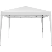Tonnelle de jardin pliante - Cadre blanc et toile écru - 3 x 3 m - Sac de transport(m-2)