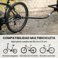 SPORTNOW Remolque de Bicicleta para Carga 40 kg Carro de Mano de Acero con Bandera Roja Ruedas de 16 Pulgadas 145x60x42 cm Negro(m-9)