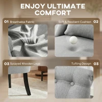 HOMCOM Fabric Single Sofa Dining Chair Tub Chair Upholstered W/ Pillow Solid Wood Leg Home Living Room Furniture Grey(m-4)