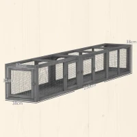 PawHut Cat Tunnel, 250cm Extra Long Wooden Cat Play Tunnel with 8 Doors, L-shape/Rectangle, Outdoor Cat Enclosure, Dark Grey(m-3)