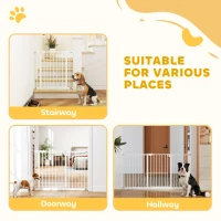 PawHut Pressure Fit Dog Gate Stair Gate, Adjustable Pets Barrier for Doorway Hallway with Auto Close, 74-148cm Wide(m-8)