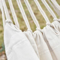 Outsunny Cama de Rede Suspensa 288x150 cm de Algodão com Bolsa de Transporte Capacidade 180 kg para Pátio Terraço Campismo Creme(m-11)