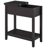 HOMCOM End Table, Narrow Side Table with Flip Top , Shelf, Dark Coffee(m-1)
