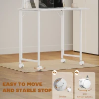 HOMCOM Small Folding Desk, with Wheels - White Wood-Effect(m-5)