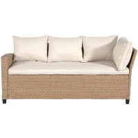 Salon de jardin KAPAS - 5 personnes - Acier et résine tressée - Beige(m-4)
