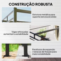Outsunny Pérgola de Jardim 295x295x221 cm com Teto Retrátil e Cortinas UPF30+ Estrutura Metálica Pérgola para Exterior Bege(m-6)