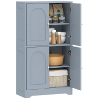 HOMCOM 4-Door Kitchen Storage Cabinet with Adjustable Shelves - Grey(m-10)