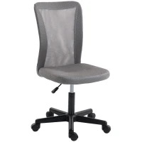 Vinsetto Computer Desk Chair, Mesh Office Chair with Adjustable Height and Swivel Wheels, Armless Study Chair, Grey(m-1)
