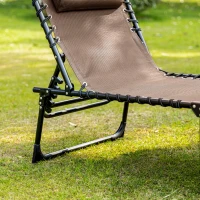 Outsunny Espreguiçadeira Dobrável de Jardim com Encosto Ajustável Apoio para Cabeça Acolchoado Bolso Lateral 185x58x30 cm Marrom(m-11)
