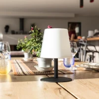 Lampe de table sans fil - LUMISKY - STANDY MINI Dark - H25 cm - Pied en acier noir - LED blanc chaud et blanc(m-2)