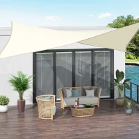 Outsunny Vela de Sombra Retangular 3x4 m Toldo Vela de Poliéster com Proteção UV Aneis em Forma de D e Cordas para Jardim Pátio Piscina Creme(m-8)