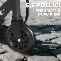 HOMCOM Monopattino Elettrico per Bambini Pieghevole da 120W, Velocità Max 12km/h e Portata 50kg, 74x36x69-91 cm, Nero(m-6)