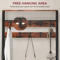 HOMCOM 6-in-1 Industrial-Style Hallway Organiser - Brown/Black(m-5)