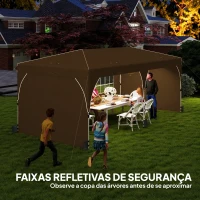 Outsunny Tenda Dobrável 6x3 m Pop-up com 4 Laterais Amovíveis Tenda de Jardim com Faixas Refletoras Altura Ajustável UPF50+ Bege(m-5)