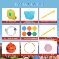 AIYAPLAY Castelo Insuflável Aquático 8 em 1 com Soprador 550W Escorrega Trampolim Escalada Piscinas Cesto Lançamento de Argolas(m-8)