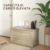 HOMCOM Cassapanca in Legno, Cassapanca Porta Giocattoli, con Cerniera di Sicurezza, per Soggiorno, 80 x 40 x 45 cm, Legno Naturale(m-7)