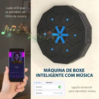 SPORTNOW Máquina de Boxe Musical de Parede com Bluetooth e Luzes LED para Adultos e Crianças, Ideal para Casa ou Ginásio, Cor Preta(m-4)