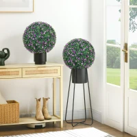 HOMCOM Set of Two Artificial Boxwood Balls Plants - Purple(m-2)