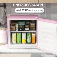 HOMCOM Tischgefrierschrank mit 35 Liter Kapazität, kleiner Gefrierschrank mit umkehrbarer Tür, Rosa(m-9)