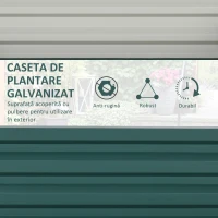 Outsunny Pat de Gradina Suprainaltat 120x120x30cm Galvanizat, Pat Suprainaltat pentru Plante cu Cadru din Otel pentru Legume, Flori, Plante si Ierburi, Verde(m-5)