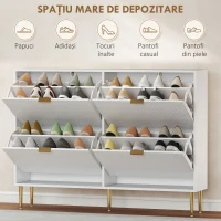 Dulap HOMCOM Subțire pentru 20 de Perechi de Pantofi cu 4 Sertare Reversibile și Rafturi Reglabile, 105x24x91.5 cm, Alb(m-5)