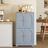 HOMCOM 4-Door Kitchen Storage Cabinet with Adjustable Shelves - Grey(m-8)