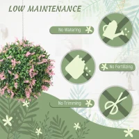HOMCOM Set of 2 Artificial Plant Topiary Balls, UV-protected Fake Decorative Plants, Pink(m-5)