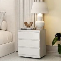 HOMCOM Cómoda com 3 Gavetas com Fecho Suave para Quarto Escritório Estilo Moderno 45x40x52,8 cm Branco(m-2)