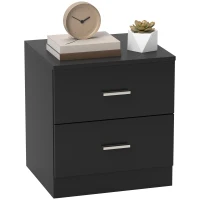 HOMCOM Mesa de Cabeceira Moderna com 2 Gavetas para Sala Quarto Capacidade 30 kg 45x39,5x49 cm Preto(m-10)