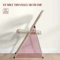 HOMCOM Linen-Look Set of Four Cushioned Folding Chairs - Beige(m-5)