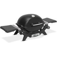 Barbecue a gaz - Weber - Q1200N - 2,94kW - 1 brûleur en acier inoxydable - Deux tablettes d'appoint - Fonte émaillée- Noir(m-3)