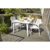 Table de jardin - Rectangulaire - Coloris : blanc - En résine - 6 personnes - LIMA - Allibert by KETER(m-2)