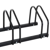 HOMCOM Bike Stand Parking Rack Floor or Wall Mount Bicycle Cycle Storage Locking Stand 135L x 33W x 27H (5 Racks, Black)(m-11)