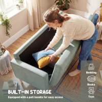 HOMCOM 3 Seater Sofa, 169cm Couch with Hidden Storage, Wood Legs, Light Grey(m-6)