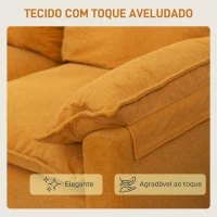 HOMCOM Sofá de 2 Lugares Revestido em Veludo Sofá Moderno com Pés de Metal Apoios de Braços Acolchoados 130x77x84 cm Amarelo Mostarda(m-7)