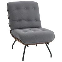 HOMCOM Accent Chair, Linen-look Fabric Reading Chair with Spring Cushion, Slatted Support, Steel Frame, Dark Grey(m-11)