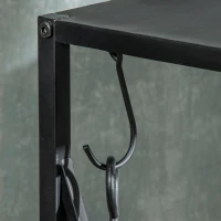 Outsunny Porte bûches - Range bûches Serviteur de cheminée Colonne - Multi Accessoires dim. 34L x 34l x 111H cm métal Noir(m-8)