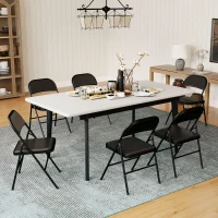 HOMCOM Set de 6 Scaune Pliabile cu Șezut Tapițat din Poliester și Cadru din Oțel, Negru(m-3)