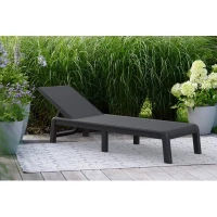 Bain de soleil - Allibert by KETER - ATLAS - Résine imitation canage - Dossier réglable - Gris graphite(m-2)