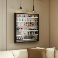 HOMCOM Vitrine pour collection vitrine murale 80 x 9,5 x 83 cm 6 étagères réglables en hauteur 2 portes coulissantes en verre(m-10)