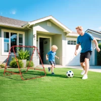 HOMCOM Rede de Rebote Dobrável para Treino Desportivo Ajustável em 5 Níveis de Ângulo com Tubo de Aço 100x95x90 cm Vermelho(m-2)